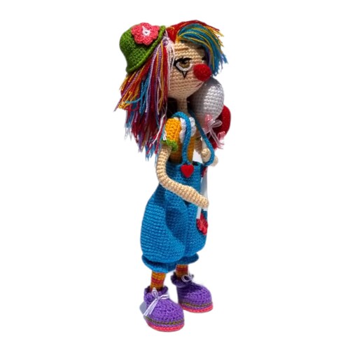 Muñeca Amigurumi Payasita con Globos 30 Cms