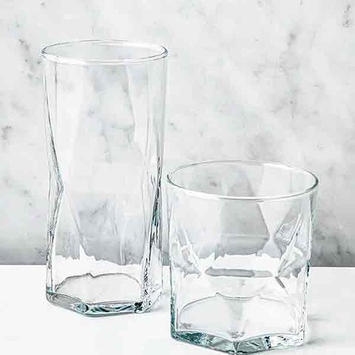 Juego de vasos Rombus de vidrio 15oz y 11oz Crisa - 12 piezas