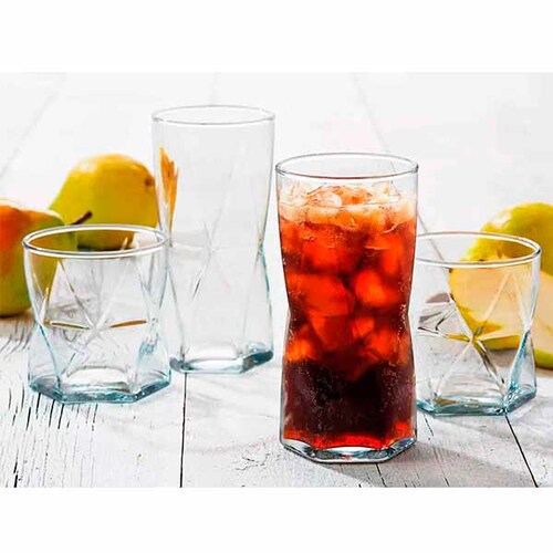Juego de vasos Rombus  de vidrio 15oz y 11oz Crisa - 24 piezas