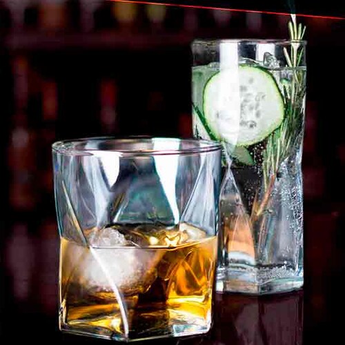 Juego de vasos Rombus  de vidrio 15oz y 11oz Crisa - 24 piezas