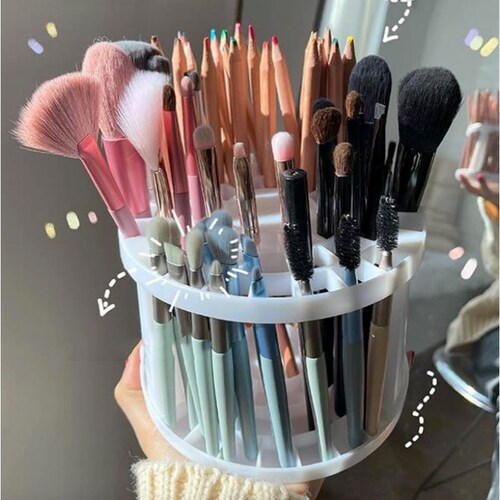 Organizador Base Porta Brochas De Maquillaje Plástico.