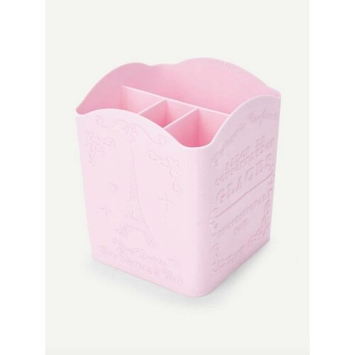 Organizador Base De Plástico Para Brochas De Maquillaje Rosa.
