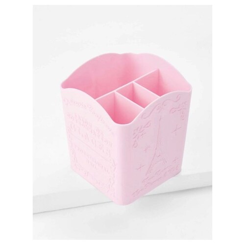 Organizador Base De Plástico Para Brochas De Maquillaje Rosa.