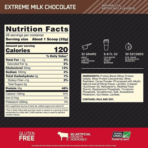Gold Standard 100% Whey Optimum Nutrition 2 Lbs Extreme Milk Chocolate