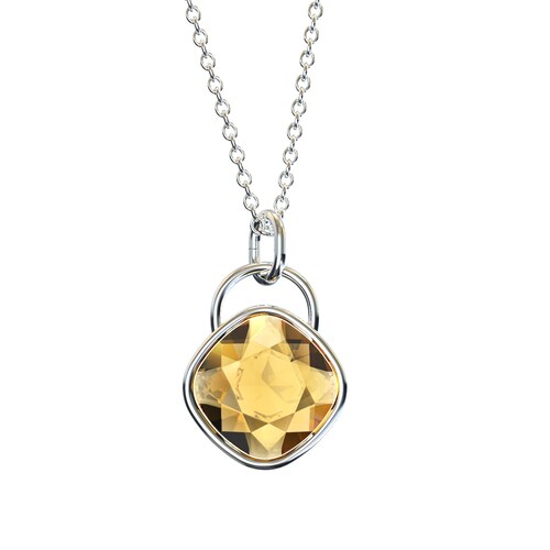 Collar para Mujer con Cristal Fino Europeo en forma de Rombo, Bañado en Oro 14k- Collar Elegante y Brillante-Collares de Mujer de Moda- Joyería para Mujer de Moda- Regalo especial