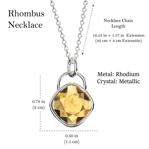 Collar para Mujer con Cristal Fino Europeo en forma de Rombo, Bañado en Oro 14k- Collar Elegante y Brillante-Collares de Mujer de Moda- Joyería para Mujer de Moda- Regalo especial