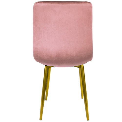 Silla Eames Tapizada Kit 2 Sillas Comedor Vintage Terciopelo Rosa Patas Doradas Minimalista