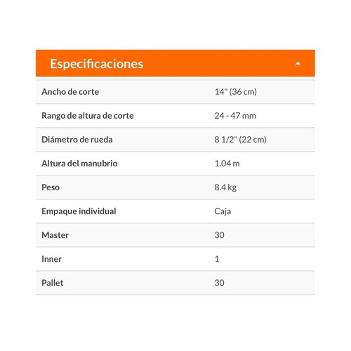 Podadora Manual  14" Cortadora de Pasto-Hierba sistema de rodillo jardin Jardinera Truper  14POMA-14