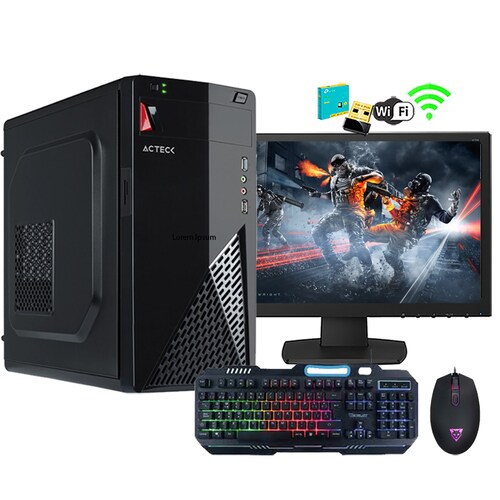 Pc Computadora armada ecolar 8gb Ram, 240Gb Disco solido, Monitor 18.5" Teclado y Mouse RGB