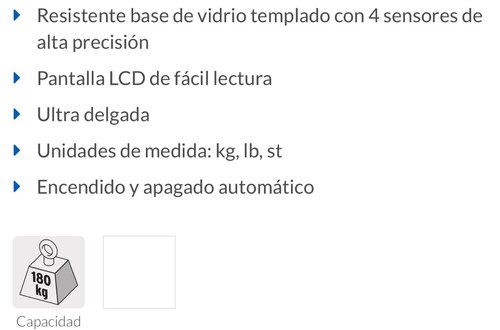 Báscula digital para baño, hasta 180 kg, Foset Control de Peso