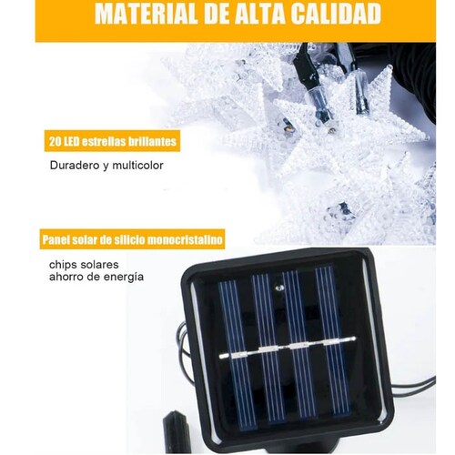 Serie Navideña de luces carga solar multicolor led Focos Navidad.