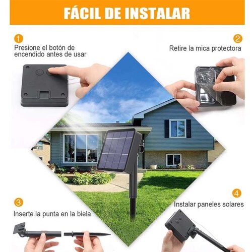 Serie Navideña de luces carga solar multicolor led Focos Navidad.