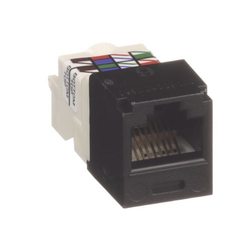 Conector Jack RJ45 Estilo TP, Mini-Com, Categoría 6, de 8 posiciones y 8 cables, Color Negro