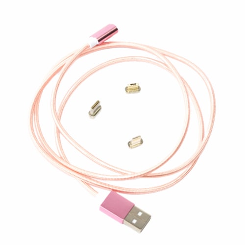 Cable Magnético USB 3 entradas en 1 cable, para carga del móvil y para Transmisión de Datos, Rosa
