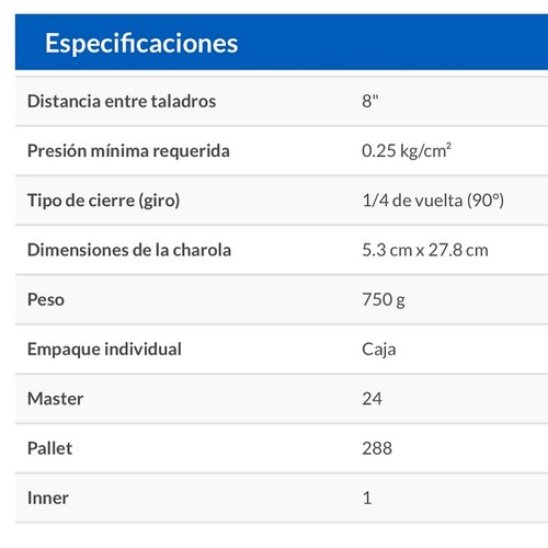 Mezcladora para  Fregadero  8'Manerales Metalicos de Acero Inoxidable Standard Foset Cuello de latón AQF-86