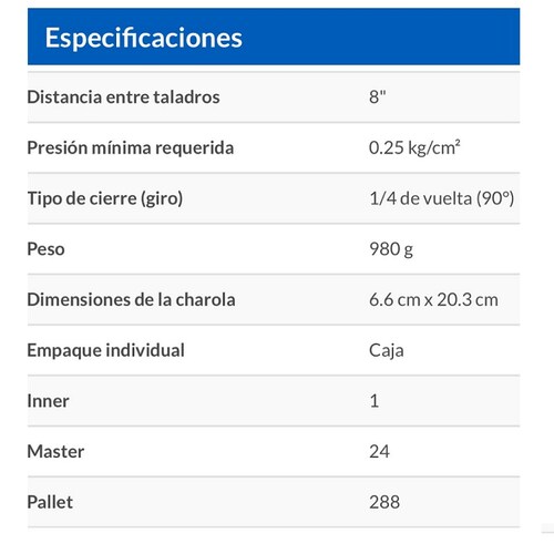 Mezcladora de pared para Fregadero de 8" Manerales Metalicos Foset Conexiones de Pared de Acero Inoxidable AQF-92