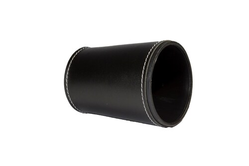 Cubilete Profesional con 5 Dados Poker. Vaso Estriado Color Negro