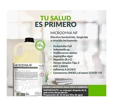 Desinfectante Microdyna Sanitizante cuaternario de 4ta generación rinde para 10L de agua 100% biodegradable