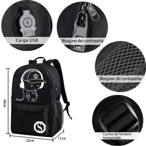 Mochila Luminosa De Animé 2019, Mochila Para Computadora Portatil