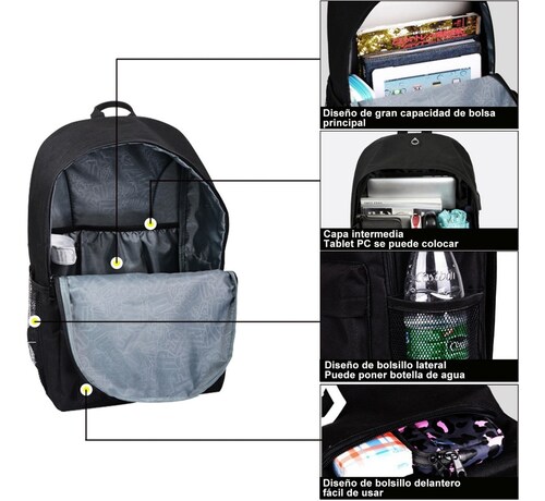 Mochila Luminosa De Animé 2019, Mochila Para Computadora Portatil