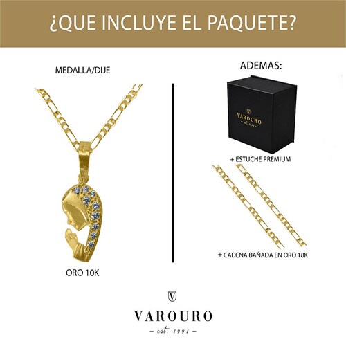 Medalla / Dije Virgen María Oro 10k | Religioso + Cadena 