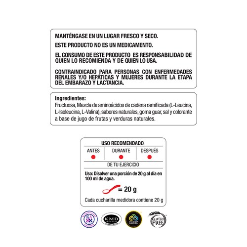 Aminoacidos BCAAs Evolution Nutritional Instantaneo 500g 25 serv.