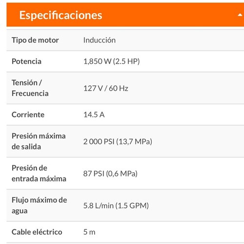 Hidrolavadora Eléctrica de 2000 psi de 1850W/2.5 HP Máxima Calidad Truper Expert Para lavar a profundidad autos casas etc