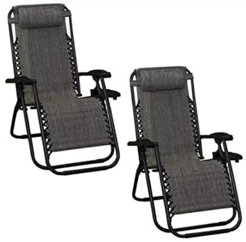 Camastro Silla Plegable Zero Gravity 2 Piezas Con Almohadas Y Portavasos 