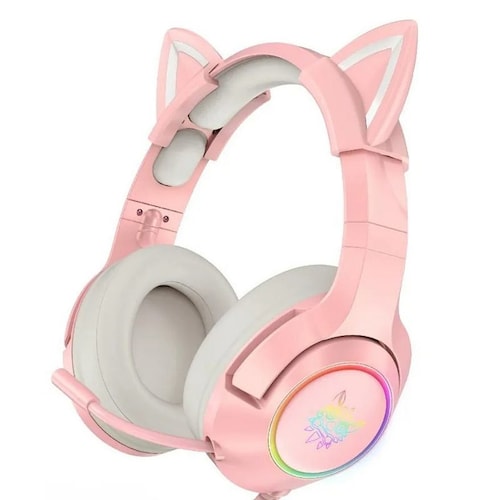 Audifonos Gaming Onikuma K9 Con Micrófono Y Luces Color Rosa