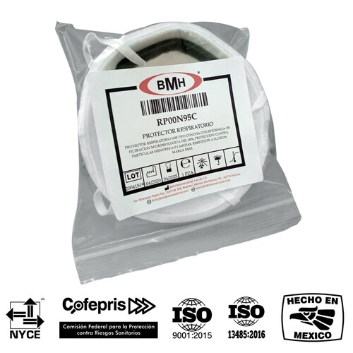 Cubrebocas Con Filtro N95 tipo Concha Antiviral 1pza Certificado Grado Médico