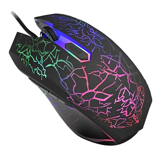 Mouse Gamer Iluminado Multicolor Negro 2400DPI