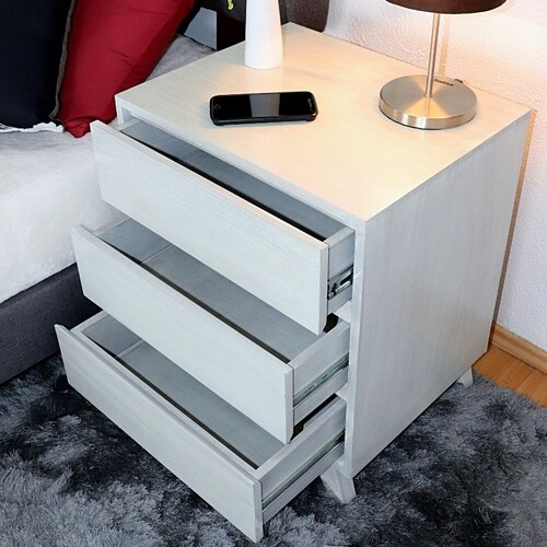 Par De Buros De Madera Mesa De Noche Para Recamara Moderno Noruega Gris Vintage 2 Piezas NORVAL