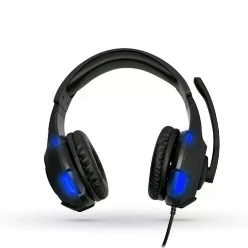 Diadema Gaming Negro Alambrico PC Video Juegos Gamer Microfono Led NA-0304A Azul Audifonos Escritorio