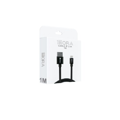 Cable iPhone 5-14 1M 1 Hora 2.4A Negro Caja Lightning