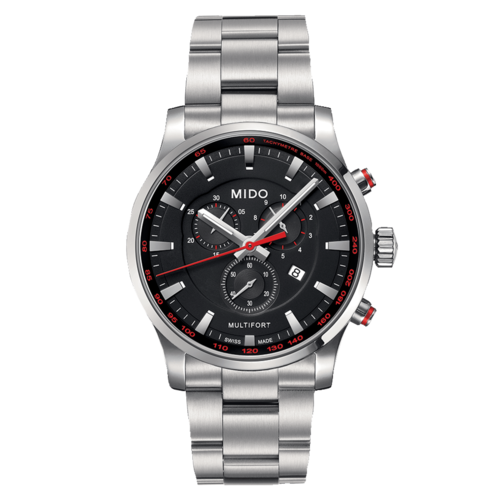 Reloj Mido Multifort Quartz, Correa Caucho Cronómetro Negro