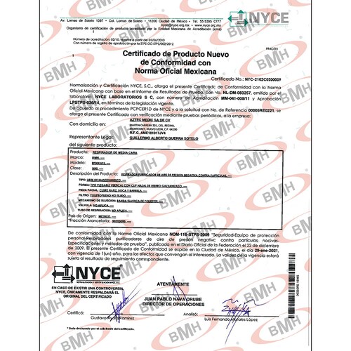 Cubrebocas KN95 Certificado Grado Médico con 5 Capas de protección con Ajuste Nasal Interno Paq 10 Pzas