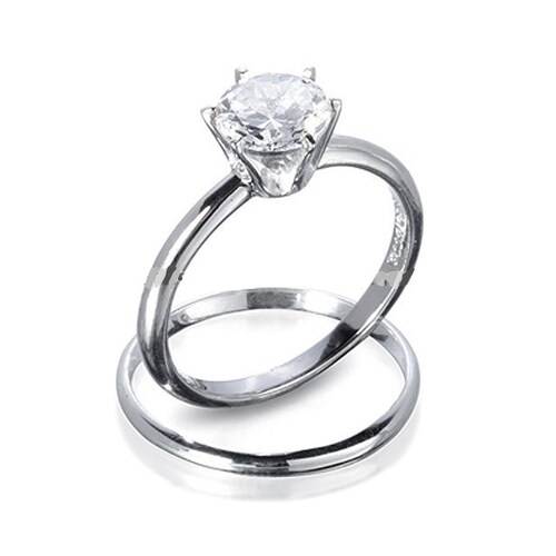 Anillo de compromiso Solitario Zirconía Cúbica y Churumbela Plata 925 ley