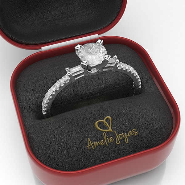 Anillo de compromiso en Oro Blanco de 14K Amelie Joyas