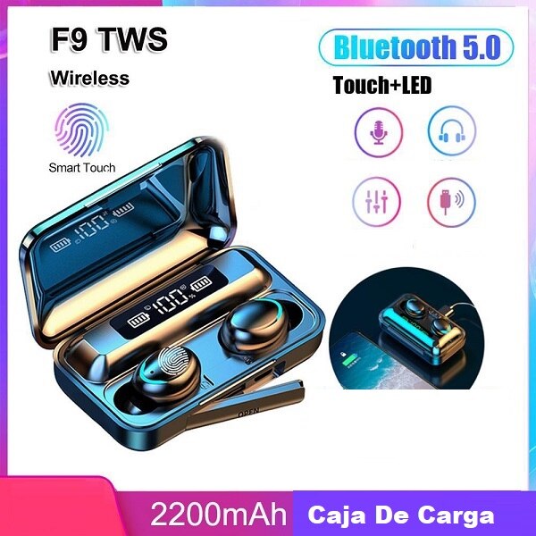 Audífonos f9 tws bluetooth cheap 5.0 manos libres con cargador