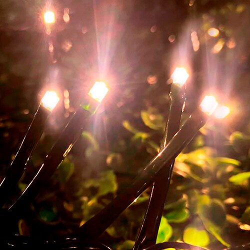 Serie Decorativa Destellos Luz Led Cálida Ámbar Foco Tipo V3 Cable 9 m