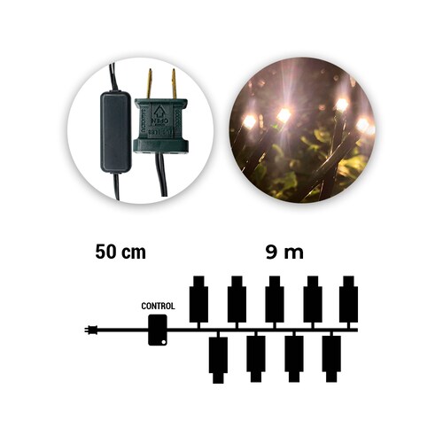Serie Decorativa Destellos Luz Led Cálida Ámbar Foco Tipo V3 Cable 9 m