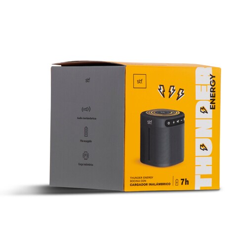 Bocina con Cargador Inalámbrico Thunder Energy  Stf Negro
