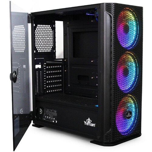 Gabinete YeYian HOLLOW 2500 3 Ventiladores LED RGB Vidrio Templado YGH-49703