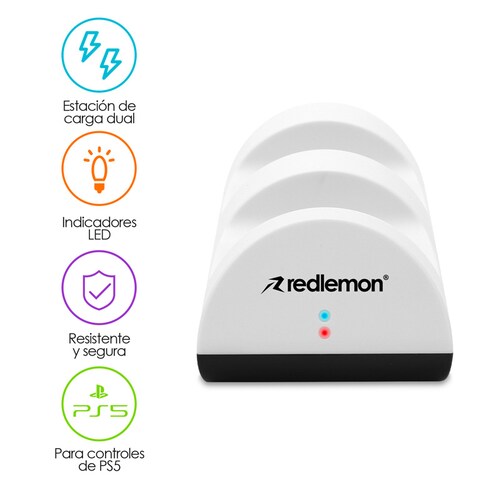 Cargador para Controles de PS5 Dual con Indicador LED Redlemon