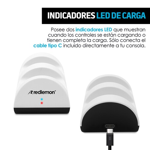 Cargador para Controles de PS5 Dual con Indicador LED Redlemon