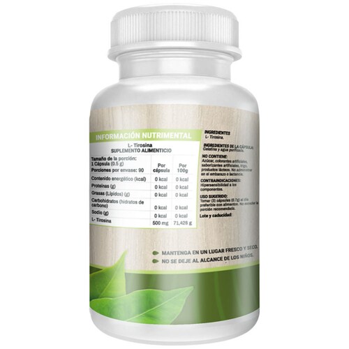 L- Tirosina 90 Capsulas 500 Mg Ya' Ax Vida 100% Puro