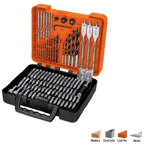 Juego Brocas Puntas Dados Set Rotomartillo Taladro para Madera -Metal y Concreto Truper con Estuche .