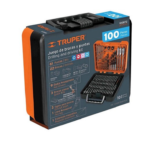 Juego Brocas Puntas Dados Set Rotomartillo Taladro para Madera -Metal y Concreto Truper con Estuche .