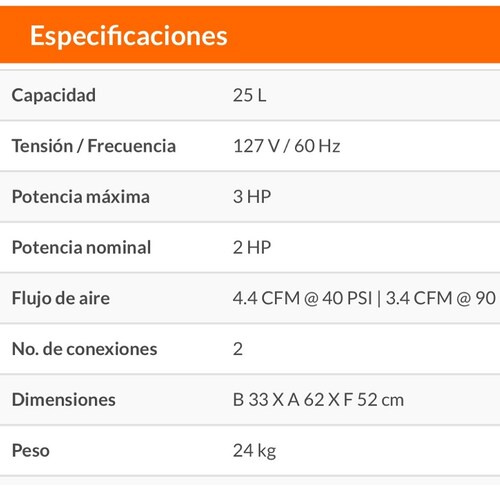 Comprensor de 25 L Incluye Manguera (5 m) y Pistola para Pintar ( 400 ml) Ideal para Carpinteria y Pintura Combo Truper COMP-KIT25 