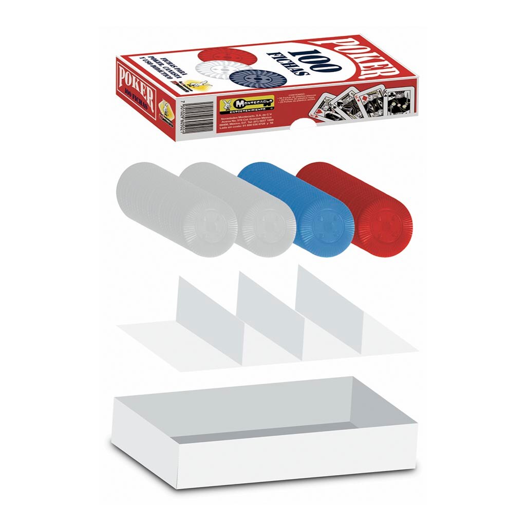 Set De 100 Fichas De Póquer De Plástico Con Caja | 5 Denominaciones De Colores Para Casino Y Juegos De Mesa
